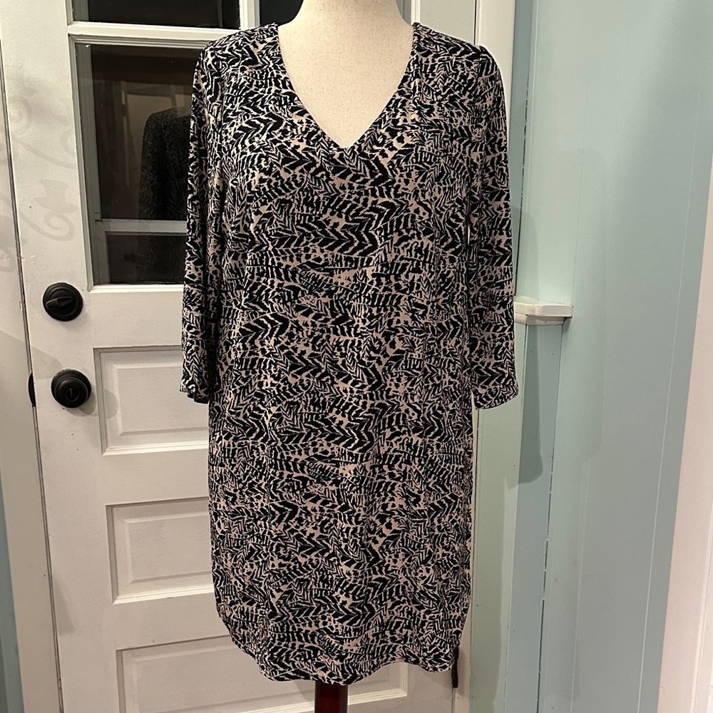 Sienna Sky Black and Cream Patterned 3/4 Sleeve Dress